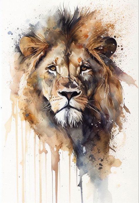 Andrew Simoson | WATERCOLOR | Lion Portrait Lion Painting Acrylic, Lion Portrait, Painted Home Decor, Life Artwork, Lion Artwork, Lion Drawing, Wildlife Artwork, Lion Painting, Lion Images