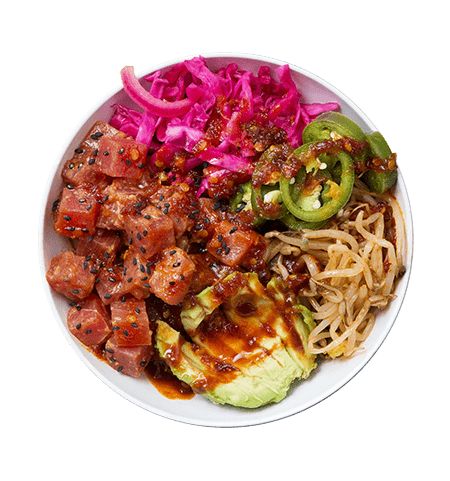 Core Life Eatery Tuna Poke Fire Core Life Eatery Recipes, Core Life Eatery Bowls, Corelife Eatery Recipes, Chicken Rice Noodle, Thai Chicken Rice, Chicken Rice Noodles, Spicy Broccoli, Grass Fed Steak, Cleaner Eating