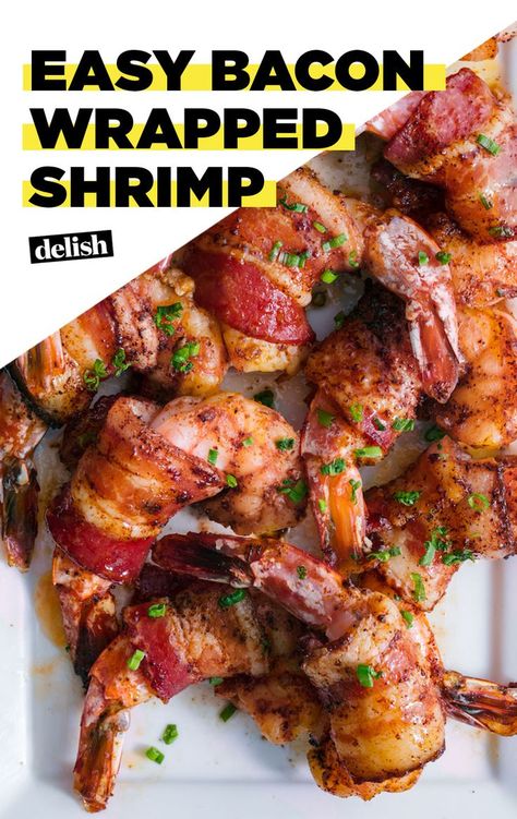 Easy Bacon Wrapped Shrimp, Bacon Wrap Shrimp Recipes, Bacon Food, Wrapped Shrimp, Bacon Wrapped Shrimp, Bowl Party Food, Shrimp Appetizers, Easy Bacon, Seafood Appetizers