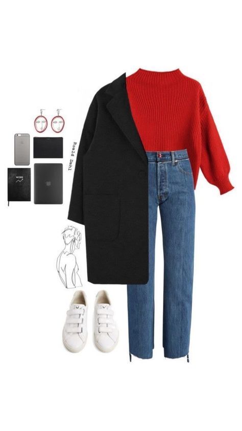 Looks Jeans, Knitting Baby, غرفة ملابس, Stationery Store, Red Sweater, Baby Socks, Mode Inspo, Fashion Mode, Mode Inspiration