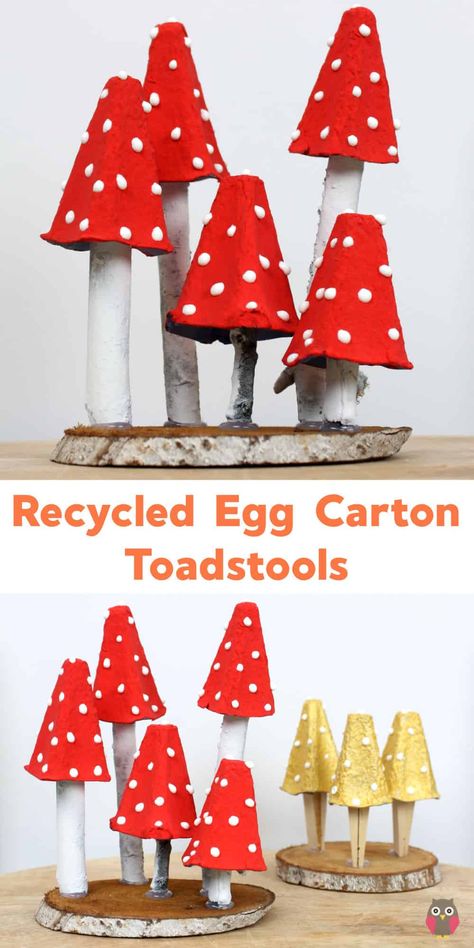 Toadstool Craft, Høstaktiviteter For Barn, Egg Carton Art, Mushroom Crafts, Egg Carton Crafts, Autumn Crafts, Fall Crafts For Kids, Egg Carton, Childrens Crafts