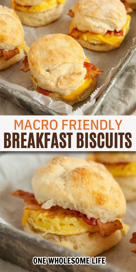 Instapot Macro Recipes, Macros Diet Recipes Breakfast, Macro Friendly Protein, Low Calorie Breakfast Sandwich Meal Prep, Macro Egg Breakfast Ideas, Egg Bake For Sandwiches, Macro Friendly Biscuit, Easy Macro Friendly Crockpot Meals, Kodiak Biscuit Recipe