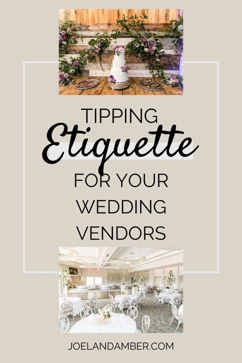 You’ve heard that you’re supposed to hand out tips to your wedding vendors, but who gets them? How much? And when is the proper time to hand it out? We're sharing a comprehensive guide to wedding tip etiquette to give you an idea of what’s standard. You’ll find a breakdown of who to tip, a general idea of how much and when, and grab a few bonus tips to help out! Tip Wedding Vendors, Wedding Tips For Vendors, Budget Planner Free, Wedding Budget Planner, Wedding Etiquette, Weddings By Color, Wedding Planning Tips, Wedding Coordinator, Budget Wedding