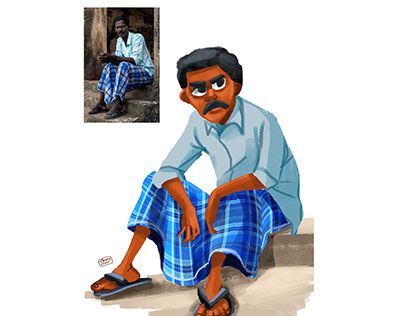 Indian Man Character Design, India Character Design Male, Chaiwala Illustration, Cartoon Perspective, Indian Characters Design, Human Illustration Character Design, South Indian Character Design, Indian Character Illustration, Indian Illustration Character