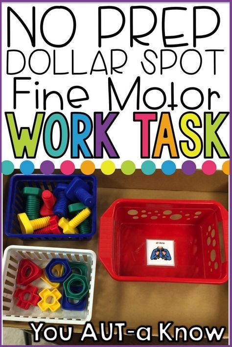 This is a great work task for students working on fine motor skills in the Special Education classroom. Task Boxes Preschool, School Diy Ideas, Independent Work Tasks, Teacch Tasks, Vocational Tasks, Work Bins, Sped Classroom, Life Skills Classroom, Special Education Activities