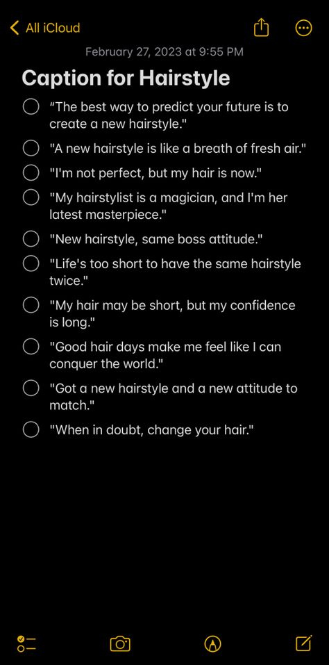 Captions For New Hairstyle, Captions For Hairstyle, Instagram Bio Ideas For Hair Business, Instagram Captions For Hair Bangs, Short Hair Captions Instagram Story, Hair Inspo Quotes, Instagram Caption For Hairstylist, Content For Hair Business, Hairstylist Usernames