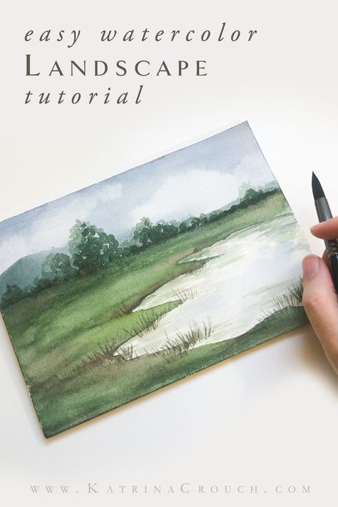 How to Paint a Ruby Throated Hummingbird — Katrina Crouch | Blushed Design Katrina Crouch Watercolor, Loose Watercolour Painting Tutorials, Easy Watercolor Landscape, Watercolor Basics, Watercolor Process, Watercolor Landscape Tutorial, Landscape Tutorial, Beginner Watercolor, Mini Landscape