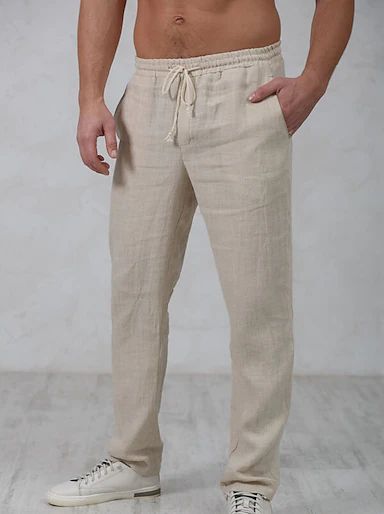 Linen Pants Style, Linen Beach Pants, Basic Streetwear, Pants Tailored, Mens Linen Pants, Streetwear Chic, Trendy Pants, Graduation Outfits, Linen Men