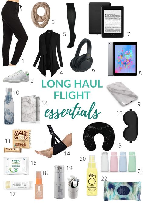 Discover all the must-have essentials for international travel and long haul flights. In this carry on packing guide, you'll find all the accessories and gadget you should pack to make your flight more comfortable. Long haul flights don't need to be stressful! Just use some of these travel tips and get a couple of these long haul flight essentials to be able to relax on the plane Long Haul Flight Tips, Long Haul Flight Essentials, Long Haul Flights, International Travel Essentials, Airplane Travel Essentials, Europe Packing List, Travel Prep, Flight Essentials, Packing For Europe