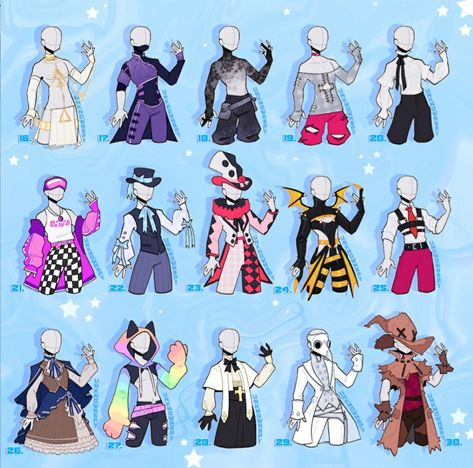 Outfits For Ocs Drawing, Outfit Chart Drawing, Unknownspy Dressuptober, Cute Male Outfits Drawing, Space Clothes Drawing, Unknownspy Base, Fancy Clothes Drawing, Unknown Spy Outfits, Anime Clothes Reference Outfit Ideas