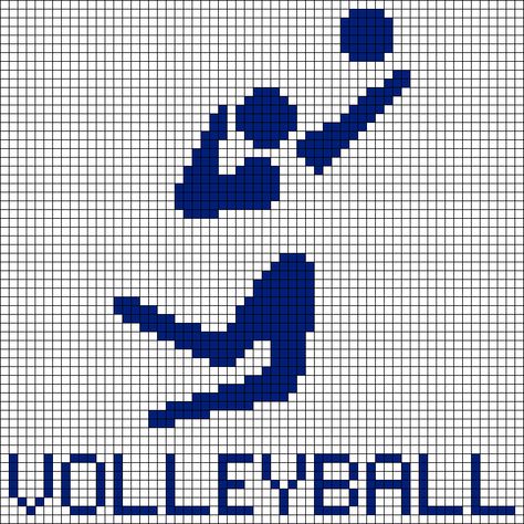 Volleyball Cross Stitch Patterns, Volleyball Cross Stitch, Sports Pixel Art, Graph Paper Drawings, Link Art, Pix Art, Volley Ball, Tokyo 2020, Pixel Art Pattern