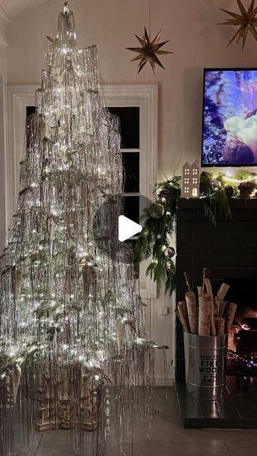 Daniel Preda on Instagram: "TINSEL? I hardly know her! ✨🎄 My diy vintage #tinseltree method went intensely viral last year so I thought I’d bring it back before this seasons festivity begins. It’s absolutely dreamy and giving old Hollywood glamour. I used about 8 packs for a 7.5 foot tree, link in bio for the product I used! ✨ Pls be careful with cats/pets! Happy holidays 🫶🏼 • #tinsel #christmas #christmasdecor #christmastree #holidaydecor #holidays #diychristmas #diy" Tinsil Christmas Tree, All Tinsel Christmas Tree, Christmas Tree With Icicle Tinsel, Small Tinsel Christmas Tree, Tinsel Diy Decorations, Tinsel Covered Christmas Tree, Diy Tinsel Christmas Tree, Pink Tinsel Christmas Tree, Tinsel Icicles On Christmas Tree