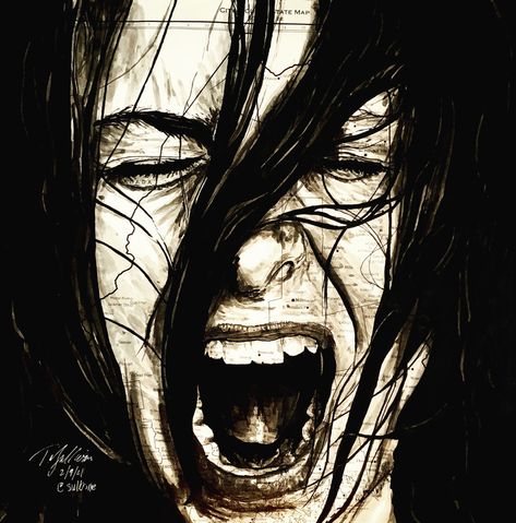 Pain Artwork Paintings, Someone Screaming Drawing, Screaming Woman Drawing, Pain Paintings Artworks, Screaming Face Drawing, Screaming Sketch, Anguish Painting, Screaming Painting, Suffering Artwork