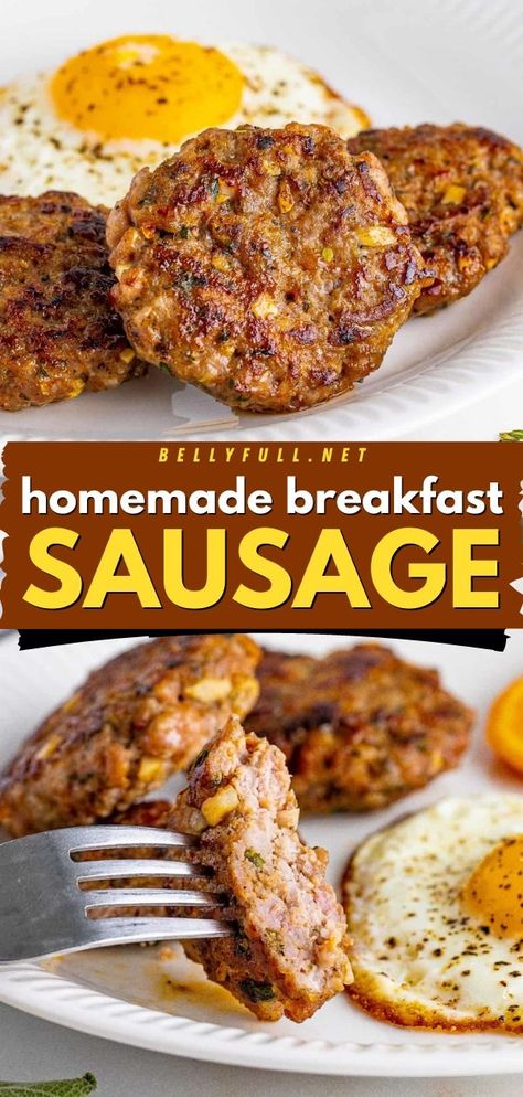 The BEST Homemade Breakfast Sausage! With that classic sweet but savory flavor, these sausage patties are an easy breakfast idea everyone will love. This low-carb recipe is also keto, gluten-free, and dairy-free! Breakfast Patties, Homemade Breakfast Sausage Recipe, Breakfast Sausage Patties, Homemade Breakfast Sausage, Breakfast Sausage Recipes, Sausage Patties, Healthy And Unhealthy Food, Healthy Oatmeal Recipes, Breakfast Casserole Easy