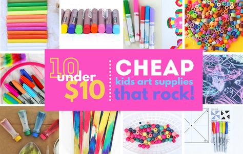 10 under $10: Cheap Art Supplies for Kids. Creative projects supplies every family should own. Art History Projects For Kids, Cheap Kids Crafts, Art Supplies For Kids, Babble Dabble Do, Arts And Crafts Interiors, Arts And Crafts Storage, Cheap Art, Arts Integration, Arts And Crafts House