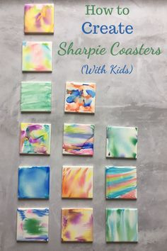 Art On Tiles Projects, Coasters Out Of Tiles, Permanent Marker And Alcohol Art, Sharpie And Alcohol Art Tile Coasters, Tiles Crafts Ideas, Mothers Day Coasters Diy, Sharpie Coasters, Ceramic Tile Crafts, Diy Coasters Tile