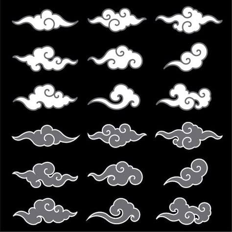 Japan Cloud, Japanese Cloud Tattoo, Chinese Clouds, Shape Icon, Cloud Tattoo, Cloud Shape, Art Japan, Cloud Vector, Posca Art