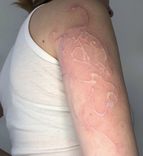 White Cybersigilism Tattoo, Scarification Tattoo Ideas, Scar Tattoo, White Ink Tattoo, Sick Tattoo, Aesthetic Tattoo, White Tattoo, Dream Tattoos, 문신 디자인