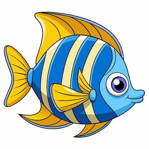 Premium Vector | Angelfish fish lies vector kawaii Fish Ideas Drawing, Fish Clipart Cute, Fish In The Sea Drawing, Fishes Drawing, Fish Cartoon Images, Drawing Of Fish, Pictures Of Fish, Animated Fish, Month Themes