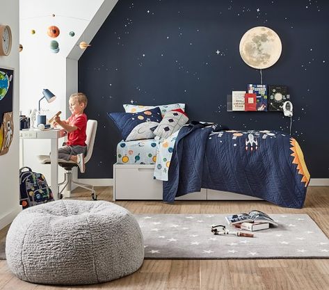 Boys Space Room, Bedroom Ideas Kids, Boys Space Bedroom, Outer Space Bedroom, Space Kids Room, Space Themed Bedroom, Big Kids Room, Toddler Boys Room, Space Room