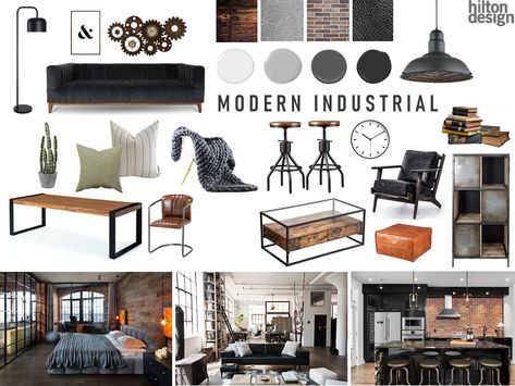 Industrial Chic Interior, Industrial Style Living Room, Industrial Modern Design, Interior Design Template, Modern Industrial Decor, Rustic Loft, Industrial Home Design, Industrial Style Decor, Interior Design Presentation