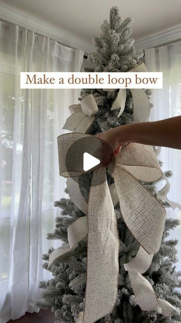 Dani | Christmas | Holiday Decor on Instagram: "If you’ve been wanting to learn how to make a double loop then this is for you!! Double loops give so much pizzaz to your tree🎄✨ SAVE this video and SHARE with someone who loves to decorate their Christmas tree!  #christmas2024 #christmasribbon #howto #doubleloopbow #christmasbows #christmastreedesigner #christmastreestylist #christmasinjuly" Christmas Swags For Front Door Modern, Beaded Christmas Garland Ideas, How To Make A Ribbon Christmas Tree, Ribbon On Christmas Tree Waterfall, Large Bow On Christmas Tree, Multiple Trees In One Room, Xmas Tree Decorations 2024, Tree With Bows Christmas, Simple But Elegant Christmas Trees