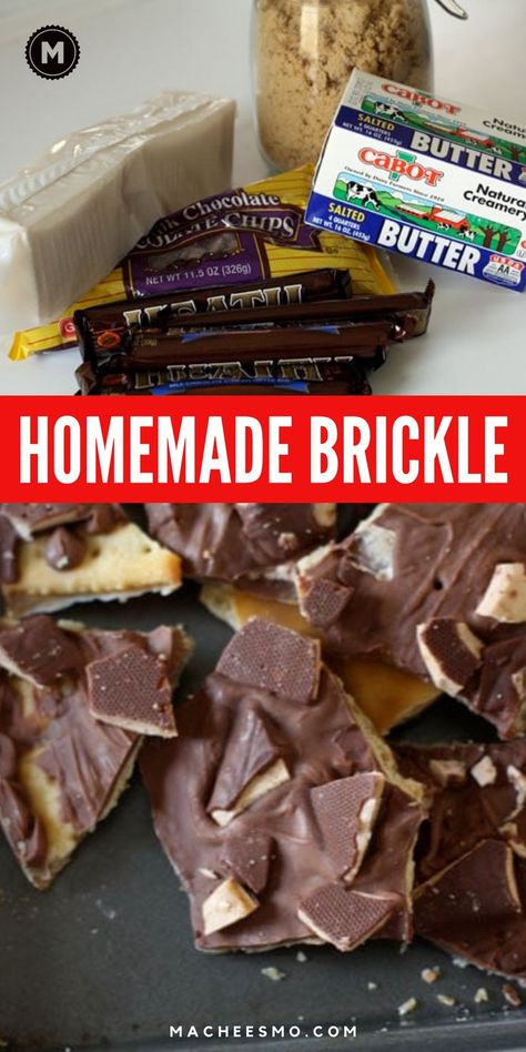 Takes no time at all to make this easy homemade Brickle. Brickle with Toffee - My recipe for homemade brickle with caramel sauce, chocolate, and a special secret ingredient. This is a delicious must try recipe! I'll share step by step directions and your family and friends will love it!! Brickle Recipe, Easy Crowd Meals, Holiday Dessert Recipes, Easy Holiday Recipes, Pumpkin Treat, Cooking For A Crowd, Food For A Crowd, Chocolate Treats, Fall Baking