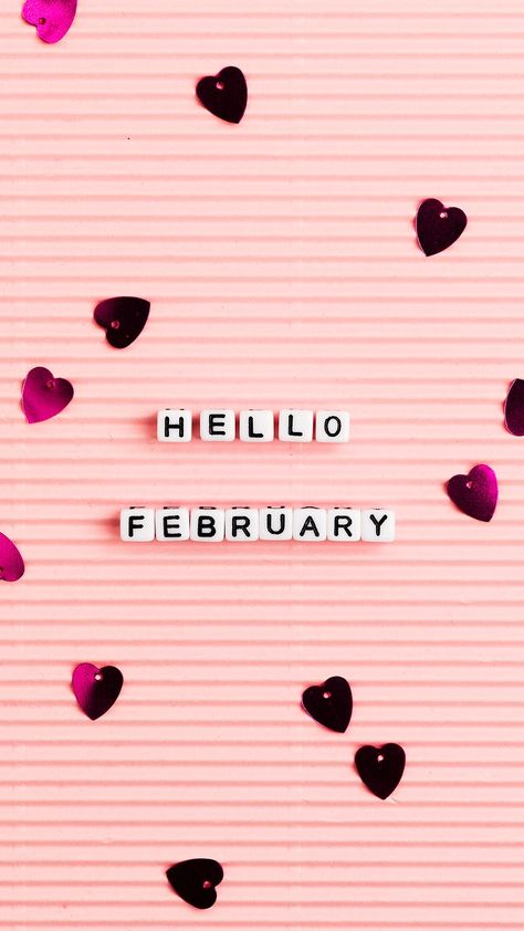 HELLO FEBRUARY beads message typography on pink | free image by rawpixel.com / KUTTHALEEYO February Quotes, February Wallpaper, Valentines Wallpaper Iphone, Hello February, Hello June, Hello July, February Valentines, Valentines Wallpaper, Valentines Day Background