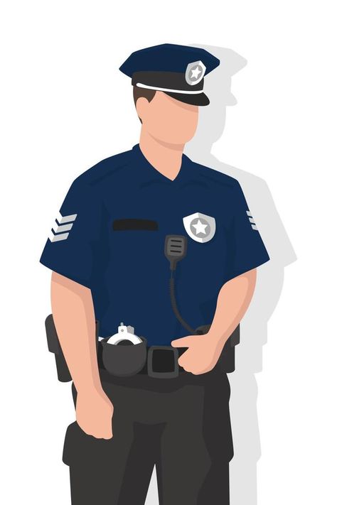 Police man in modern flat style, simple people concept on white background. Police Man Cartoon, Police Man Drawing, Police Collage, Policeman Drawing, Police Officer Art, Police Background, Police Drawing, Police Art, Police Men