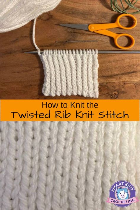 Twisted Rib Stitch Knitting, Twisted Rib Stitch, Rib Stitch Knitting, Pineapple Pie, Knitting Hacks, Knit Stitches, Rib Stitch, Cable Knitting, Purl Stitch