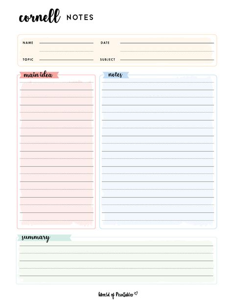 Note Taking Templates For Goodnotes, Aesthetic Note Taking Template, Effective Note Taking Templates, Cute Cornell Notes Template, Good Notes Templates Journal, Good Notes Note Template, Aesthetic Notes Printable, Notes Taking Template, Goodnotes Cornell Notes