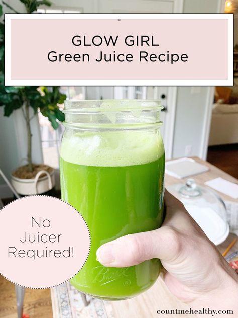 This recipe is so simple, doesn't require a juicer and is the perfect addition to your daily self-care routine for glowing skin. Drink Your Veggies, No Juicer Juice, Green Juice In Blender, Blender Green Juice Recipes, Blender Green Juice, Blender Juicing, Green Juice Blender, Nutribullet Juicer, Vitamix Juice