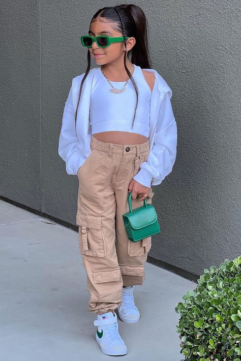 Available In Khaki. Cargo Pants Solid Pockets Button Closure Twill 100% Cotton Imported | Mini Twill Cargo Pants in Khaki size 4 by Fashion Nova 11year Girl Outfits, Ladies Cargo Pants Outfit, Cute Outfits For 10-12, Jeans For Girls 10-12, Cute Fits For 10-12, Outfits For Kids 10-12, Clothes For Kids 9-10, Cute Outfits For Kids 9-10, Kid Fashion Girl