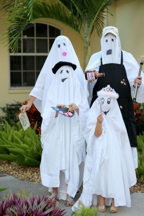 How To Make Ghosts, Ghost Dresses, Ghost Family, Ghost Halloween Costume, Ghost Diy, Fun Money, Ghost Costume, Halloween Spooktacular, Halloween Express