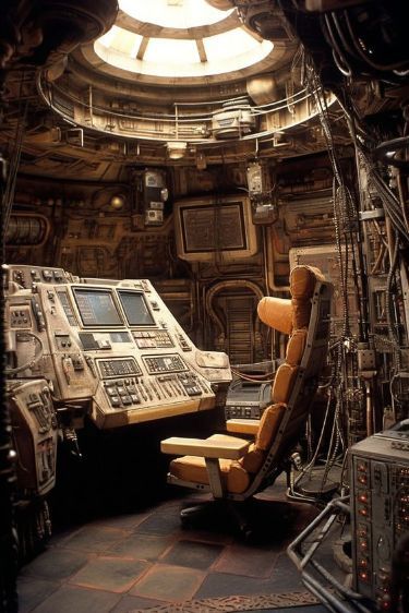 Cyberpunk Spaceship Interior, Used Future Aesthetic, Sci Fi Ship Interior Layout, Nasa Punk Ship, Space Cargo Ship Concept Art, Spaceship Interior Design Concept Art, Space Smuggler Aesthetic, Industrial Spaceship, Star Wars Ship Interior