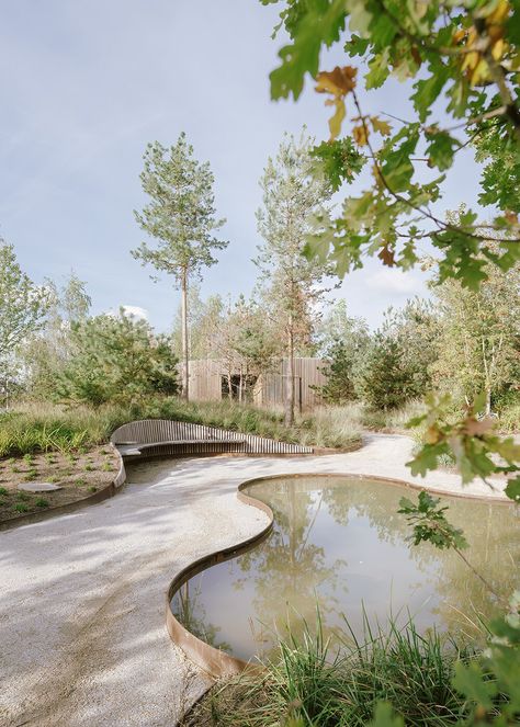 COBE completes the opera park in copenhagen, weaving six gardens into a lush oasis Waterscape Design, Urbanism Architecture, Danish Architecture, Covered Walkway, Water Lily Pond, Inspiration Images, Have Inspiration, Herbaceous Perennials, Green Lawn