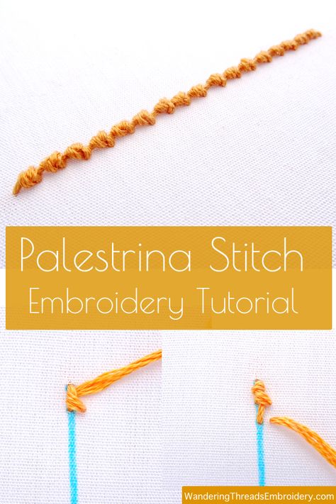 Thimble Pip, Straight Stitch Embroidery, Palestrina Stitch, Needlepoint Ideas, Embroidery Stitches Beginner, Basic Hand Embroidery Stitches, Basic Embroidery, Embroidery Stitch, Double Knot