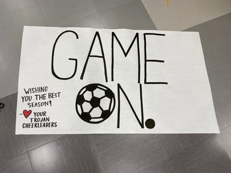 Sign For Soccer Game, Sports Posters High School Soccer, Soccer Spirit Signs, Volleyball Spirit Posters, Soccer Posters High School Ideas, Soccer Posters For Games, Soccer Signs Posters High Schools, Soccer Game Posters Ideas, High School Soccer Posters