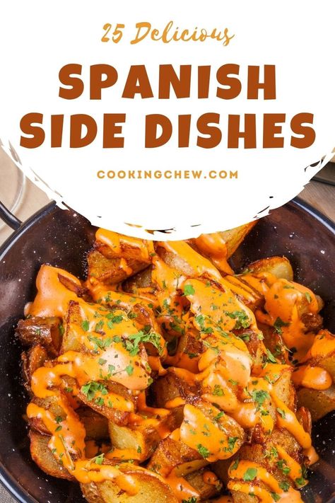 Spanish Potluck Dishes, Side Dishes For Pernil, Spanish Sides Dishes, Latino Side Dishes, European Side Dishes, Spanish Party Food, Latin Side Dishes, Spanish Meals Dinners, Spanish Veggies