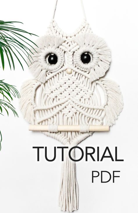 Macrame Owl Pattern, Owl Tutorial, Art Macramé, Pola Macrame, Macrame Wall Hanging Tutorial, Tutorial Macramé, Wall Hanging Pattern, Free Macrame Patterns, Macrame Plant Hanger Patterns