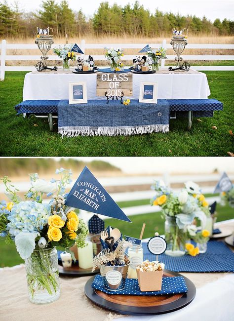 Graduation Picnic, Rustic Graduation Party, Graduation Table Decorations, Graduation Table, Backyard Graduation Party, Outdoor Graduation Parties, Outdoor Graduation, Senior Graduation Party, Graduation Party High