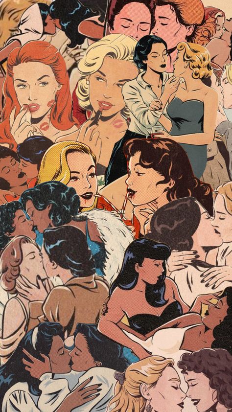 #girls #vintage #comic #wlw #lesbian #lgbt #vibes #wallpaper Sapphic Aesthetic Art, Queer Halloween, Vintage Vampire, Vintage Lesbian, Wallpaper Retro, Vibes Wallpaper, Lesbian Art, Lgbt Art, Queer Art