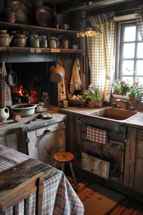 17 Rustic Kitchen Design Inspirations You Will Love! - My Decor Inspo Feminine Bedroom Design, Rustic Cottage Kitchens, Small Rustic Kitchens, Cottagecore Kitchen, Countryside Living, Sage Green Kitchen, Cosy Kitchen, Kitchen Rustic, Country Kitchens