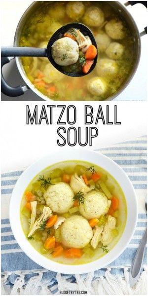 Matzo Ball Soup - BudgetBytes.com Salad Combinations, Matzo Ball Soup Recipe, Matzah Ball Soup, Soup Recipe Easy, Matzah Ball, Matzo Ball, Jewish Cuisine, Matzo Ball Soup, Matzo Meal