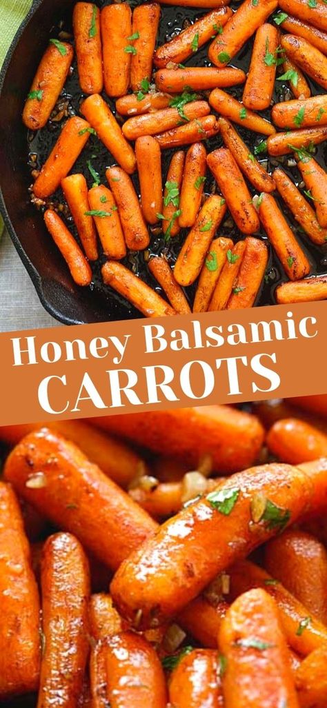 Honey Balsamic Carrots, Carrots Oven, Baked Carrots Recipe, Balsamic Glazed Carrots, Carrots With Honey, Balsamic Carrots, Balsamic Carrots Roasted, Malaysia Recipes, Honey Balsamic Glaze