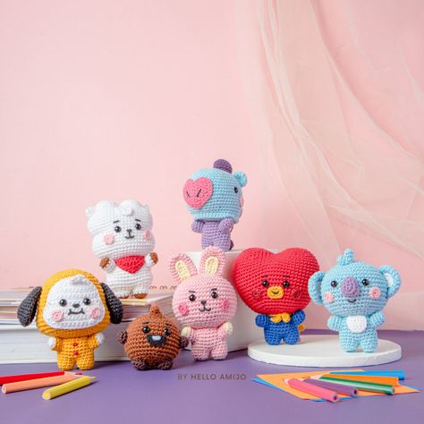 Crochet Shooky Bt21, Crochet Rj Bt21, Shooky Bt21 Crochet Pattern, Tata Bt21 Crochet Free Pattern, Chimmy Crochet Pattern, Crochet Tata Bt21, Koya Bt21 Crochet Pattern, Tata Crochet Pattern, Crochet Cooky Bt21