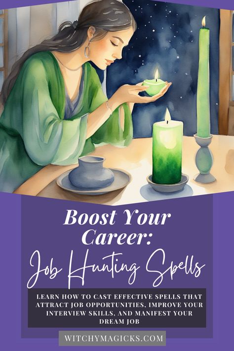 Boost your career with powerful job hunting spells! Learn how to cast effective spells that attract job opportunities, improve your interview skills, and manifest your dream job. Ideal for witches looking to enhance their job search with magical energy. Click now to unlock these career-boosting spells! #JobHuntingSpells #CareerSuccess #Witchcraft #JobSearchMagic #SpellsForSuccess Manifest A Job Spell, Spells For Job Success, Dream Job Spell, Spell For New Job, Spell To Get A Job, Employment Spells, Attract Job, Career Spell, Spells For Beginners