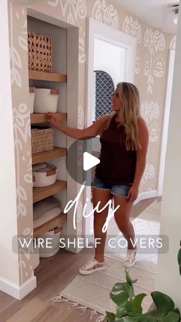 3.6M views · 202K likes | Elizabeth Rishel | DIY Home & Garden on Instagram: "One of my best hacks: covering white wire shelves with these faux floating shelves. Not only are these less build time and save you money on materials, but it’s also an excellent solution for those who rent with a gorgeous outcome. It’s saved in my highlights with more details on how to build these covers including an alternative method and tools you can use. You can also find a full tutorial on my website!" Faux Floating Shelves, Shelf Covers, Wire Shelf Covers, Dream Pantry, Diy Home Garden, Shelf Cover, Best Hacks, Living Room Reveal, Wire Shelves