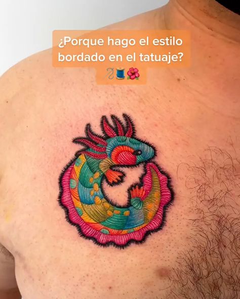 Pero Like - embroidery tattoos Tattoo Bordado Mexicano, Otomi Tattoo, Alebrijes Tattoo, Mexican Culture Tattoo, Mexican Embroidery Tattoo, Alebrije Tattoo, Small Mexican Tattoo, Embroidery Tattoo Ideas, Mexican Heritage Tattoos