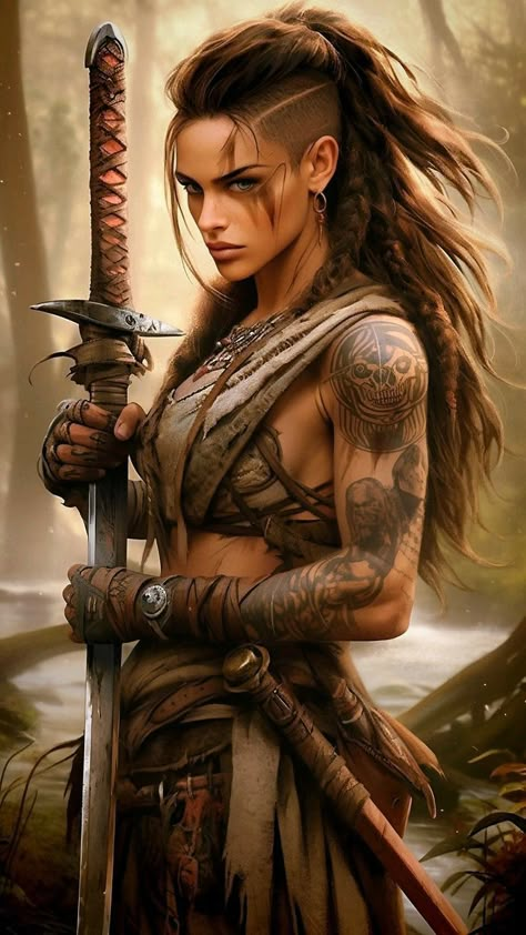 Barbarian Woman, Viking Warrior Woman, Female Samurai, Luis Royo, Viking Woman, Female Fighter, Female Character Inspiration, Dungeons And Dragons Characters, Viking Warrior